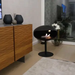 Cocoon Pedestal - Black Shell with Black Stand